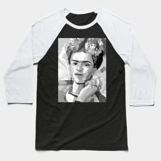 Frida Kahlo Black and White 8 Baseball T-Shirt